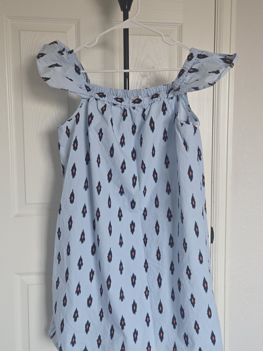 Light Blue Off-Shoulder Patterned Summer Dress